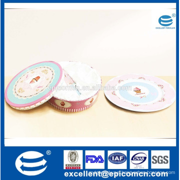 2016 popular cup cake pink style 2 tier porcelain cake plate and server set